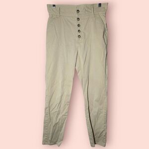 Sezane Leandro Chino High Waisted Trouser Pants 38 Paper Bag Tan US size 6
